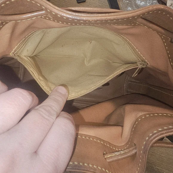 Vintage Map Print Leather Bucket Bag - Picture 3 of 14